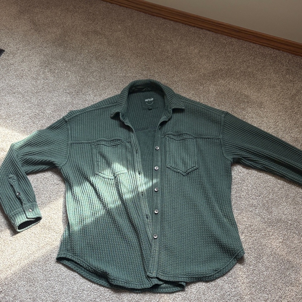 Aerie green Waffle Knit Top Size XS